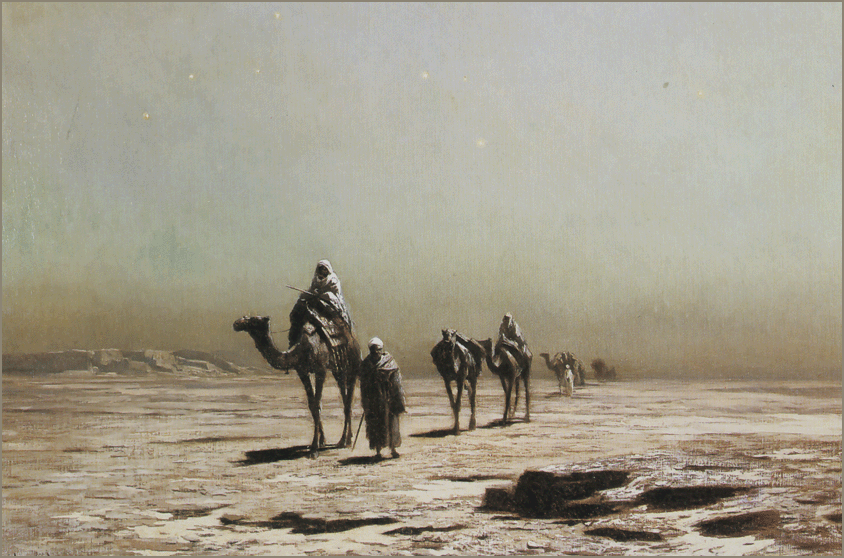 An Arab Caravan at Dusk.